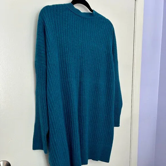 Eileen Fisher 100% Cashmere Long Open Front Cardigan in Teal Size 3X - Picture 6 of 10